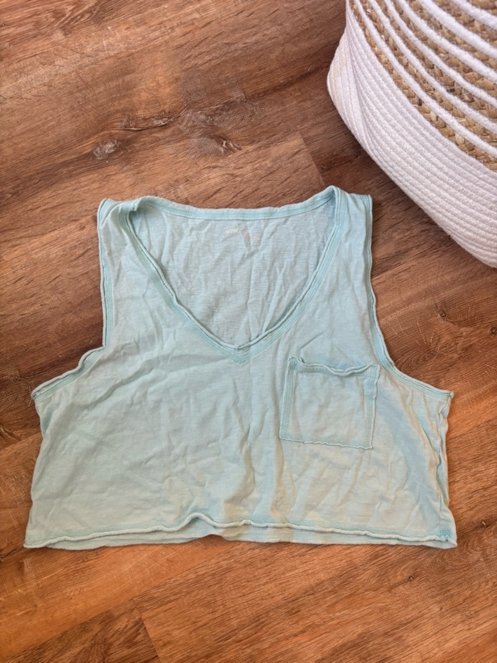 Aerie Light Blue V-Neck Cropped Tank Top